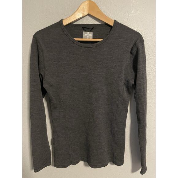 Meriwool Womens Baselayer Top Medium Gray Extra Fine Merino Wool Stretch FLAW - Picture 1 of 11